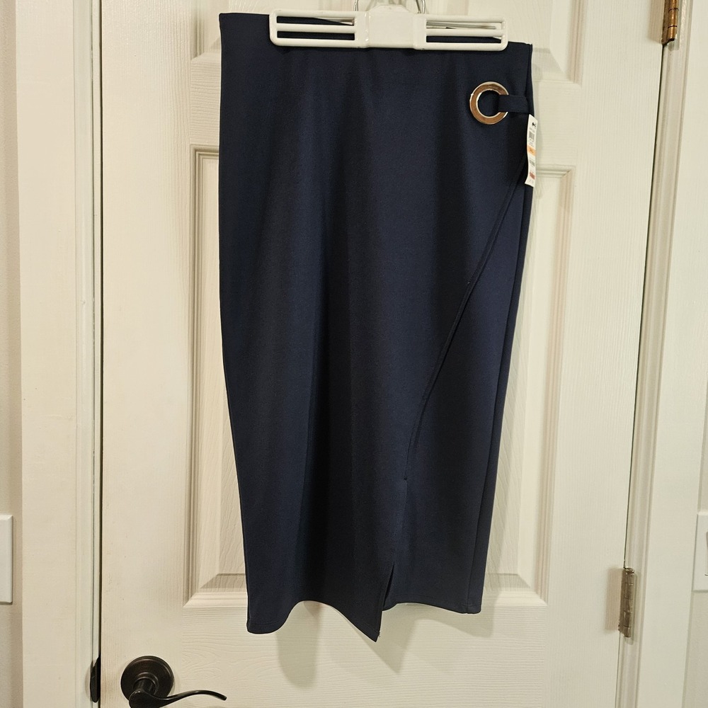 Alfani Navy Nautical Berry Bliss Tapered Skirt Size Small NWT